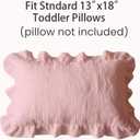 Muslin Ruffled Toddler Pillowcases 13"x18" 2 Pack, Soft, Breathable Muslin Cotton Travel Pillow Covers with Envelope Closure for Baby Boys, Girls & Kids (Teddy & Friends-Ruffled, 13 x 18 Inch)