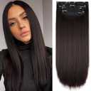 Dark Brown Hair Extensions Straight Clip in Hair Extensions Clip ins - Soft and Thick (20 Inches, 4Pcs, #6)