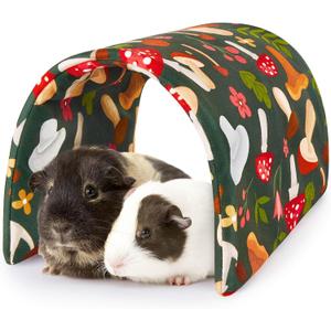 Bienbee Guinea Pig Tunnel, Guinea Pig Hideout, Washable Rabbit Tunnel and Bunny House, Rabbit Toys in Cages for Guinea Pig Bunny Rabbit Small Animal Green Mushroom