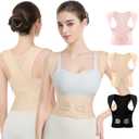 babaka Posture Corrector for Women, Invisible Lightweight Adjustable Back Brace for Upper and Lower Back Pain Relief, Hunchback, Hump, Scoliosis, Thoracic, Spine Corrector Under Clothes (Beige, Medium, Waist: 29''-35'')