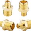 KOOTANS 1/2 NPT Male x 1/4 NPT Male Solid Brass Nipples, Heavy Brass Pipe Adapter Fittings Hex Reducing Nipples Connectors 4Pieces