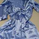 Ekouaer Women's Satin Robe Valentines Lingerie for Women Kimono Bathrobe Short Ruffle Belted Robes Bridesmaids Sleepwear (Medium, Cobalt Blue)