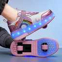 Nsasy Girls Boys Roller Shoes with LED Light Up Wheels Sneakers Kids Roller Skates Shoes for Kids for Children (Pink)