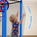 BLUERISE 55IN 6FT Toddler Trampoline for Kids Indoor Outdoor Play for Kids Trampoline Basketball Hoop Attachment with Enclosure Net Easy to Assemble