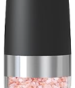 Gravity Electric Salt Or Pepper Grinder, Automatic Salt Or Pepper Grinder, Adjustable Roughness, Battery Powered, LED Light, 1 Pack, (Black)