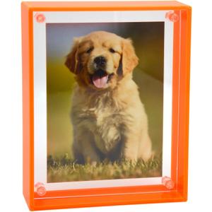 Gelite Acrylic 11X14 Picture Frame to Display 11x14 8x10 8.5x11 9x12 Pictures Mat-free Neon Floating Photo Frame for Wall and Tabletop, Neon Orange