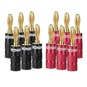 Banana Plugs with Dual Set Screws, Black and Red Aluminum Shell,5  Pairs