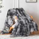 COOVA Ultra Soft Faux Fur Twin Blanket  Fuzzy Fluffy Cozy Microfiber Blankets, Warm Thick Plush Sherpa Fleece Throw Blanket for Couch,Bed,Sofa,Ideal Gift for Women.(Tie Dye Grey, 60"x80")