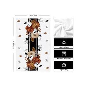 Black Ghost Polka Dot Pumpkin Happy Halloween Kitchen Towels Dish Towels, 16x25 Inch Farmhouse Flower Bat Decoration Hand Towels Set of 2