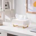 HBlife Clear Tissue Box Cover Rectangle Acrylic Tissue Box Holder with Gold Plated Legs Napkin Dispenser Dryer Sheet Container for Bathroom