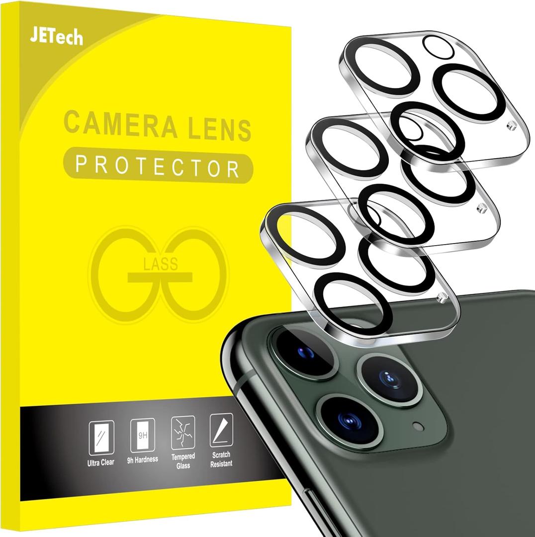 JETech Camera Lens Protector for iPhone 11 Pro Max 6.5-Inch and iPhone 11 Pro 5.8-Inch, 9H Tempered Glass, HD Clear, Anti-Scratch, Case Friendly, Does Not Affect Night Shots, 2-Pack