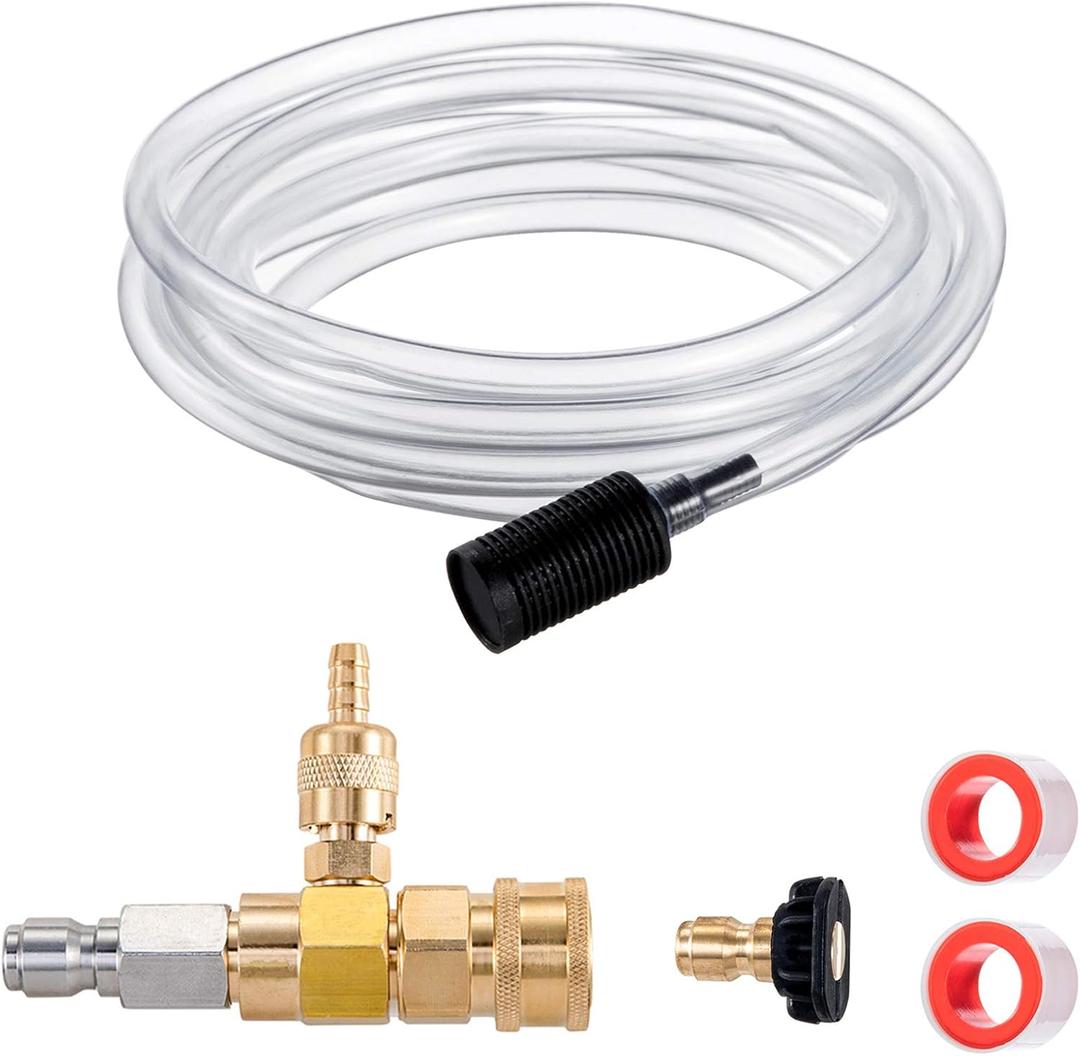 Raincovo Downstream Injector for Pressure Washer, Power Washer Chemical Injector Kit, Soap Injector, 3/8 Inch Quick Connect, 4000 PSI