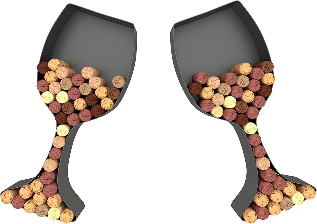 Wine Glass Cork Holder Art Wall Decor ~ Metal ~ Set of 2 ~ Gifts for Wine Lovers ~ by HouseVines
