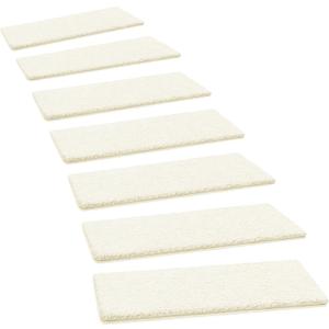 PURE ERA Carpet Stair Treads Ultra Plush 8" X 30" Soft Indoor Stair Protectors Pet-Friendly Non-Slip Skid Resistant Tape Free Washable Reusable(14 Pieces, White)