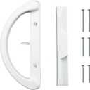 HOME MASTER HARDWARE Patio Sliding Glass Door Handle Set, Non-Keyed Sliding Patio Door Handles Replacement, White Diecast Slider Door Handle Fits 3-15/16 Hole Spacing for Mortise Style,1 Set