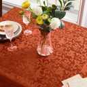 SiinvdaBZX Damask Rectangle Tablecloth, Luxury Jacquard Design Rust/Burnt Orange Table Cloth 60" x 102", Wrinkle Free Satin Polyester Table Cover for Dinner Party Banquet Holiday
