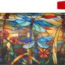 Stained Glass Dragonfly Mailbox Covers Magnetic Fall Mail Box Post Wrap Standard Size 18 X 21 Floral Spring Summer Mailing Boxes Seasonal Decorations for Autumn Thanksgiving Decor