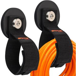 MUTUACTOR Magnetic Hooks,2packs Super Strong Magnets Hooks Heavy Duty for Hanging,Anti-Slip Rubber Coated Magnets Large Capability Cable for Garden Hoses Ropes Cordless Drills and RVs (Dia3.46'')