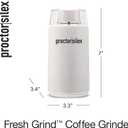 Proctor Silex Electric Coffee Grinder for Beans, Spices and More, Stainless Steel Blades, 12 Cups, White