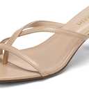 Kitten Heels Sandals for Women 2.5-inch Square Toe Flip Flop Thong Sandals for Summer Office Dress