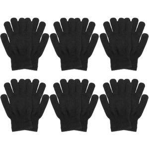 Grevosea 6 Pair Fingerless Gloves, Winter Half Finger Gloves Thickened Cashmere Warm Glove for Men and Women Black