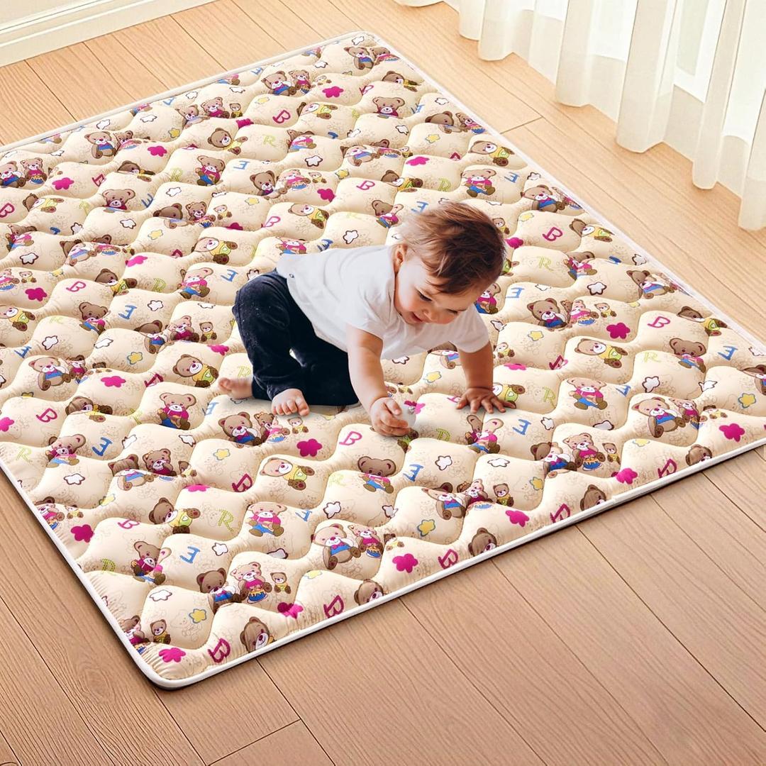 High-Density Foam Baby Play Mat, 59x59 Inches Thicken One-Piece Comfortable and Soft Playmat, Non Slip Machine Washable Floor Mat for Infants, Tapete Para Bebes,Toddlers (Lovely Bear)