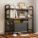 IOTXY 2-Tier Desktop Hutch Bookshelf, Metal Desk Shelf, Black, 37.4" W