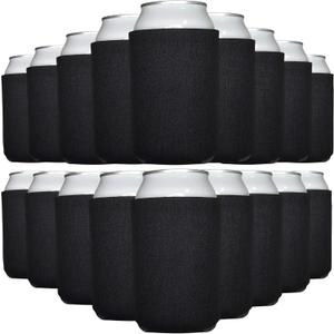 TahoeBay Bulk Blank Beer Can Cooler Sleeves (50-Pack) Sublimation Blanks for Vinyl Plain Soft Foam Can Sleeves Coolers for Soda Cans & Bottles Black, White, Assorted Solid Color (Black)