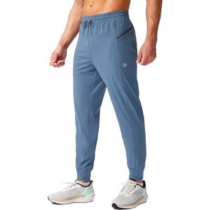 G Gradual Men's Joggers Pants with Zipper Pockets Stretch Athletic Sweatpants for Men Workout Jogging Running(Slate Blue, X-Large)