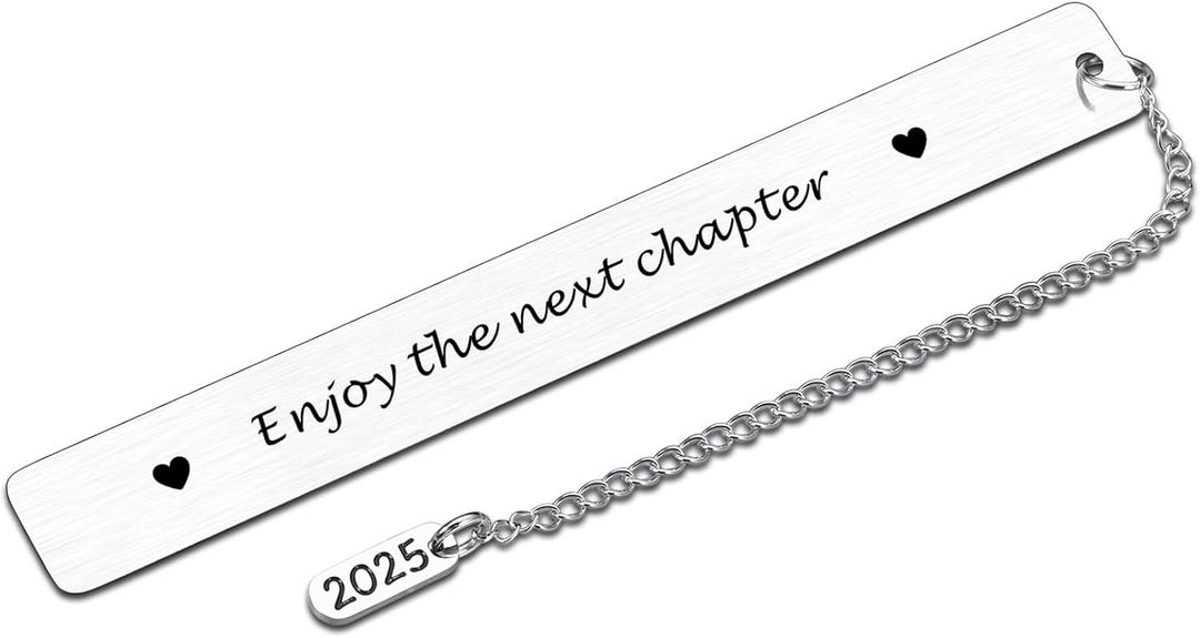 College Graduation Gifts for Women, 2025 Graduation Bookmarks, Retirement Leaving Gifts for Women Men, Farewell Gift for Coworkers, Bookish Gift for Book Lovers, Enjoy The Next Chapter (Silver)