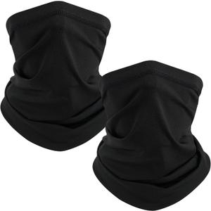 TICONN Neck Gaiter Face Cover Scarf, Neck Warmer Breathable Sun & Wind-Proof For Skiing Fishing Hiking Cycling (Black, 2pk)
