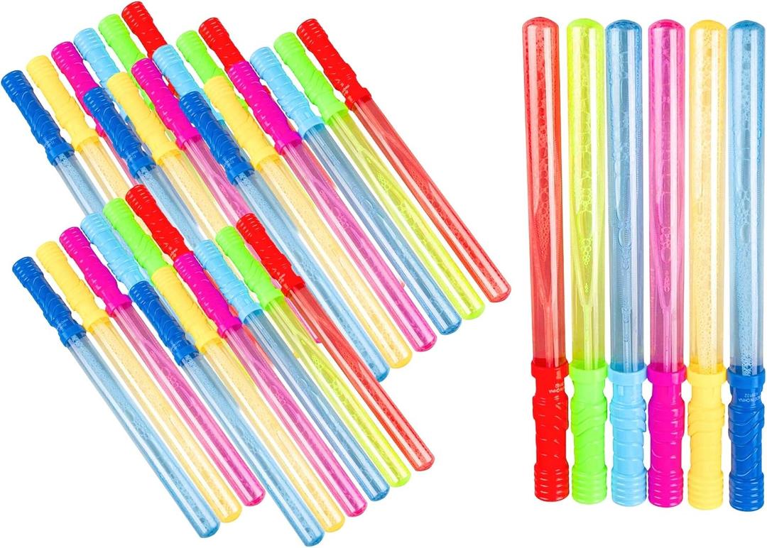 oojami 30 Pack Big Bubble Wands - 14 inches Assortment of Colors Ideal for Party Favors Birthday School Easter Graduation, Bubble Theme Party Value Pack