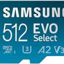 Samsung EVO Select microSDMemory Card + Adapter, 512GB microSDXC, Up-to 160 MB/s, 4K UHD, UHS-I, C10, U3, V30, A2, for Mobile Phone, Smartphones, Nintendo-Switch, and Tablets (MB-ME512SA/AM)