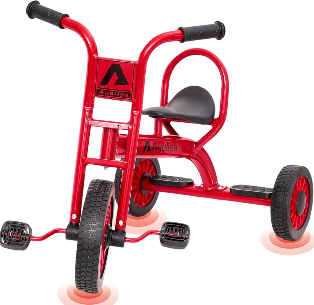 Preschool Kids Tricycles for 5-7 Year olds, Durable Pedal Trike for Boy Girl, Sturdy Metal Frame, Solid Rubber Tires, Ideal Daycare Kindergarten Joyride & Elementary Outdoor Playground Equipment, Medium to Large