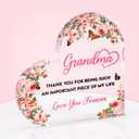 Gifts for Grandma from Grandkids - Heart-Shaped Engraved Acrylic Plaque 6x6 Inch - Birthday Mothers Day Christmas Gift Ideas - Desk Shelf Display for Living Room, Bedroom Decor, Love Decor