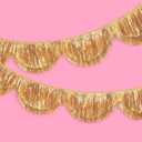 FYSUIMU 6.6 Ft Gold Scalloped Banner Hanging Layered Sparkly Fringe Garland for Bachelorette Birthday Party Backdrop Decor