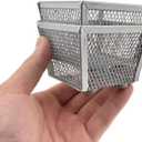 HAHIYO Stackable Paper Clip Mesh Holder cup 2.2" Height 2 Pack Silver Sturdy PaperClip Holder Container for Desk Drawer Organizer Collection for Home Office School Soft Foam Feet No Sharp Edges (3 x 3 x 2.2 inches-2P)