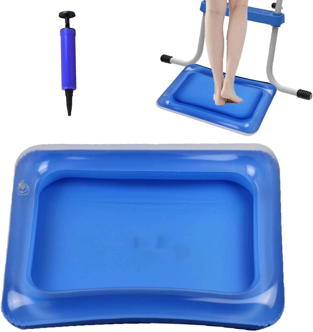 Inflatable Pool Foot Bath Basin, Portable Foot Bath Basin, Foot Soaking Bath Basin for Pool Entry Ladder, Swimming Pool Clean Feet Pedicure Supplies (Square, Blue)