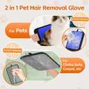 2 in 1 Pet Hair Removal Glove, Upgraded Pet Hair Remover Tool, Gentle Shedding Silicone Magic Brush for Dogs & Cats, Efficient Fur Removal Mitts for Couch Carpet Clothing (Blue)