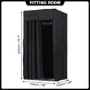 uxcell Fitting Room, 39x39x78 inch Clothing Store Fitting Room with Shading Curtain, Portable Changing Room for Clothing Shop Shopping Centre Office, Black