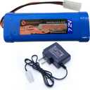 7.2V RC Battery Pack(1 Pack) 3800mAh High Capacity 6-Cell NiMH Flat Battery Pack w/Standard Tamiya Connector+7.2V Smart Charger(1 PCS)