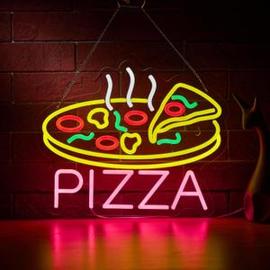 Pizza Neon Sign for Wall Dcor Dimmable LED Neon Sign USB Powered Neon Art Signs Decor (Multicolor)