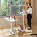 28" Mobile Standing Desk with Storage, Rolling Laptop Desk | Height Adjustable Portable Desk with Wheels & Cup Holder, Stand up Desk for Study, Ideal for Home Office, Classroom, White