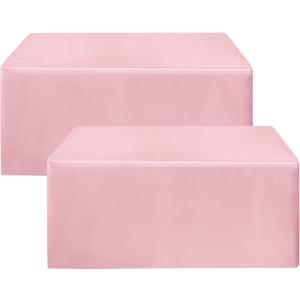 HolidayIdeas 2 Pack Fitted Pink Tableclothes - 48 x 24 Inch - Rectangle Tablecloths for 4 Foot Tables, Polyester Fabric Table Covers for Parties, Baby Shower, Wedding, Trade Show