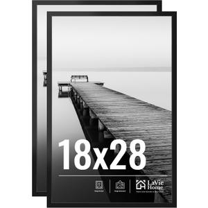LaVie Home 18x28 Picture Frame 2 pack, Display Pictures 18 x 28 Photo Frame, 18x28 Black Frame with HD Plexiglas, Display Frame for Vertical or Horizontal, Classic Collection