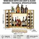 40" Wall Mounted Wine Rack with LED Lights & Wine Glass Rack, 40"W x 9.8"D x 21.6"H