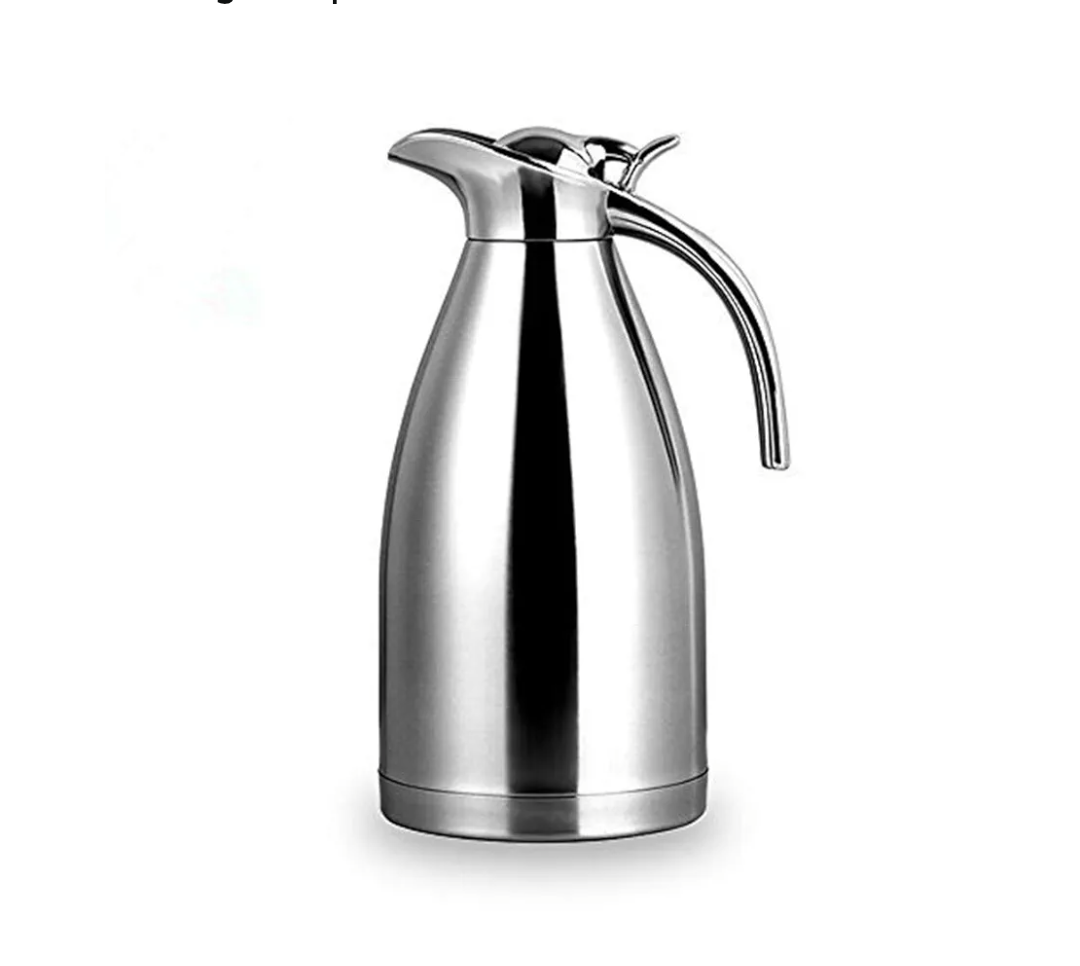Bonnoces 68 Oz Stainless Steel Thermal Carafe - Double Walled Vacuum Insualted Thermos/Carafe with Lid - Coffee/Tea Carafe Heat & Cold Retention - 2 Liter