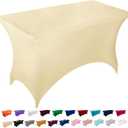 Peomeise 4FT Spandex Table Cover Rectangular Stretch Spandex Tablecloth (Champagne,4FT)