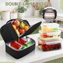 Lunch Box Lunch Bag for Women Men Reusable Insulated Lunch Bag Women Lunch Cooler Tote Bags with Adjustable Shoulder Strap for Office Work Picnic Travel, Black
