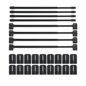 Jetec 8 Pieces Adjustable Plastic Net Curtain Rod 15.7-27.5 Inch Self Adhesive Shower Curtain Rods for Window Cupboard Bars Tension Drill Less Accessories for Home Bathroom Hotel (Black)